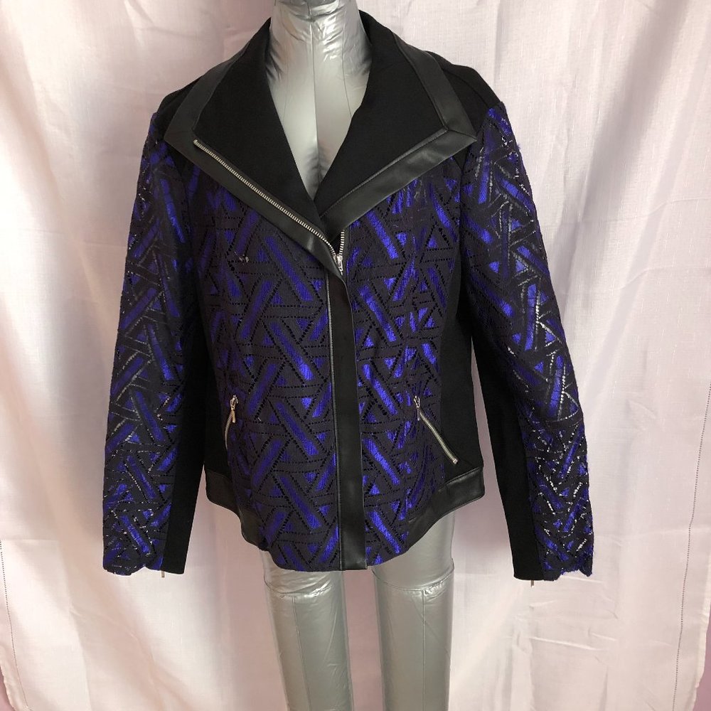Super Trendy Purple with Black Lace, Size XL Zippered Jacket